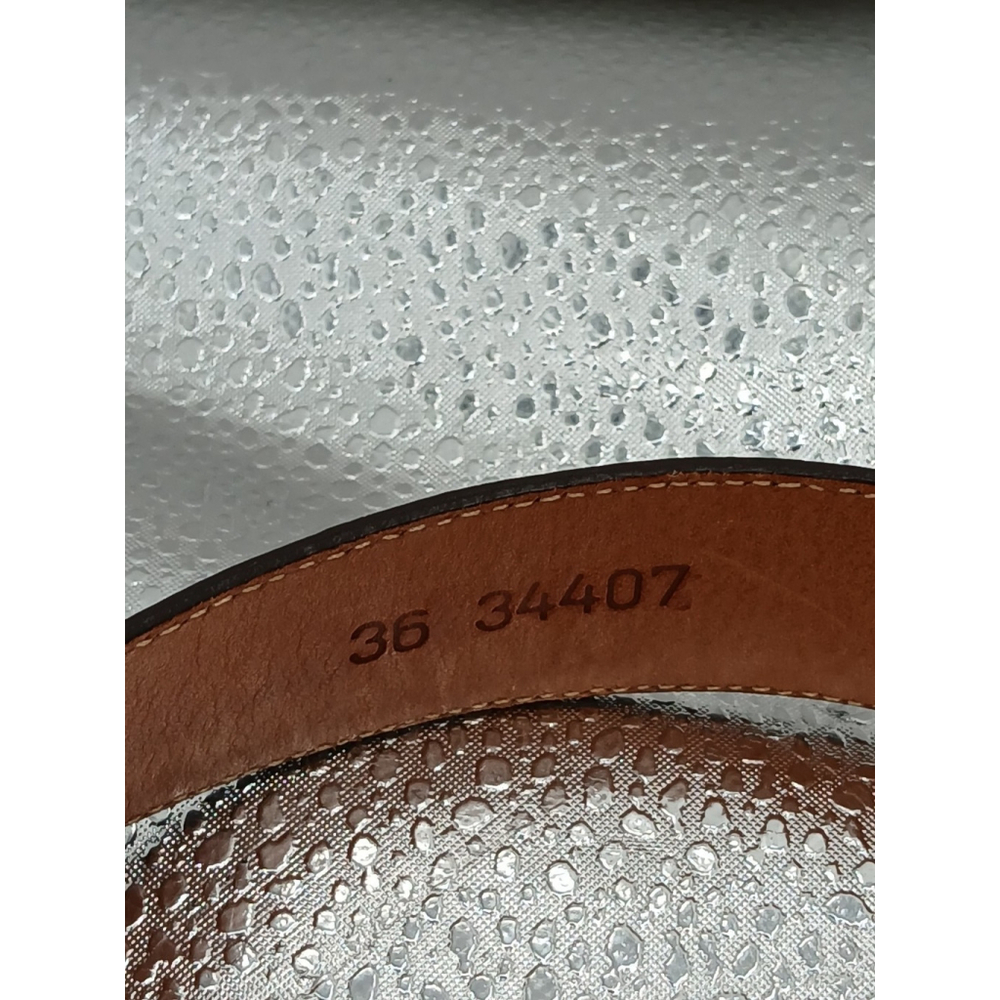 Brighton Belt Brown Embossed Calfskin On Saddle Leather Medium Gold Tone VTG - Picture 5 of 7